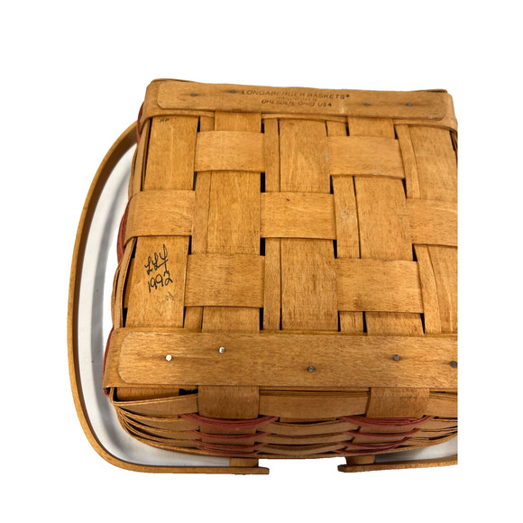 1992 Longaberger Mother's Day Basket w/Rose Liner 10.5"L x 10.5"W x 4.5"H - Picture 4 of 4